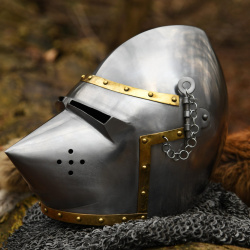 Beckenhaube mit Hundsgugel – Ritterhelm um 1390 aus 1,6 mm Stahl - Bild 4