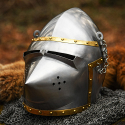 Beckenhaube mit Hundsgugel – Ritterhelm um 1390 aus 1,6 mm Stahl - Bild 3