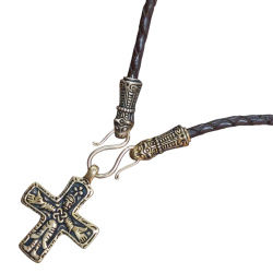 Wikinger Collier „Mandermark“ mit Kreuz von Sanda – Lederkette mit historischem Kruzifix - Bild 8