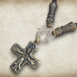 Wikinger Collier „Mandermark“ mit Kreuz von Sanda – Lederkette mit historischem Kruzifix - Bild 9