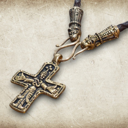 Wikinger Collier „Mandermark“ mit Kreuz von Sanda – Lederkette mit historischem Kruzifix - Bild 10