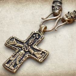 Wikinger Collier „Mandermark“ mit Kreuz von Sanda – Lederkette mit historischem Kruzifix - Bild 11