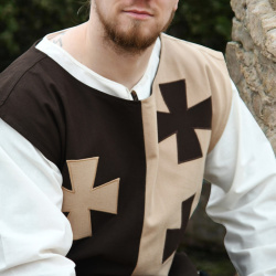 Gefütterter Mittelalter Wappenrock mit Tatzenkreuzen – braun / beige - Bild 5