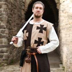 Gefütterter Mittelalter Wappenrock mit Tatzenkreuzen – braun / beige - Bild 7