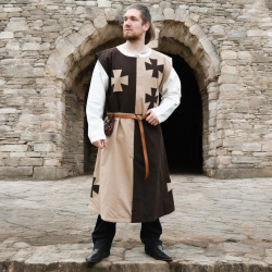 Gefütterter Mittelalter Wappenrock mit Tatzenkreuzen – braun / beige - Bild 12