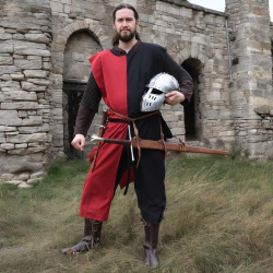 Mittelalter Waffenrock „Eckhart“ Mi-Parti – schwarz / rot - Bild 4