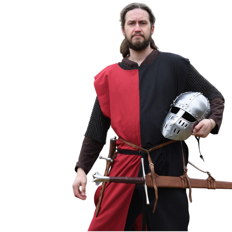 Mittelalter Waffenrock „Eckhart“ Mi-Parti – schwarz / rot - Bild 1