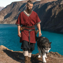 Wikinger Tunika „Loki“ kurzarm – rot, Baumwolle - Bild 1
