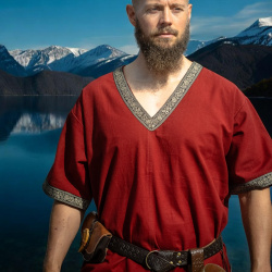 Wikinger Tunika „Loki“ kurzarm – rot, Baumwolle - Bild 2