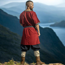 Wikinger Tunika „Loki“ kurzarm – rot, Baumwolle - Bild 4