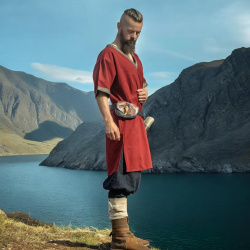 Wikinger Tunika „Loki“ kurzarm – rot, Baumwolle - Bild 5