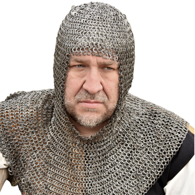 Kettenhaube FRM aus Flachringen – 8 mm Ringdurchmesser, schaukampftauglich - Bild 1