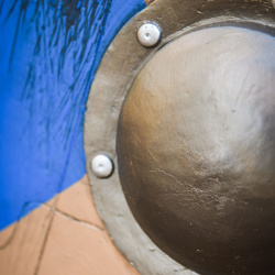 LARP Wikinger Schild „Fjorn“ – Rundschild Ø 600 mm, blau / braun - Bild 3