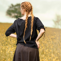 Mittelalter Kurzarmbluse „Vera“ – schwarz, Baumwolle - Bild 6