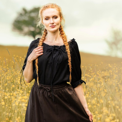 Mittelalter Kurzarmbluse „Vera“ – schwarz, Baumwolle - Bild 7