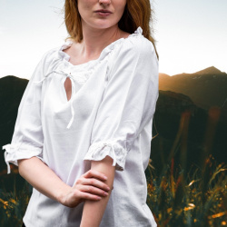 Mittelalter Kurzarmbluse „Vera“ – weiß, Baumwolle - Bild 3