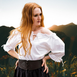 Mittelalter Kurzarmbluse „Vera“ – weiß, Baumwolle - Bild 1