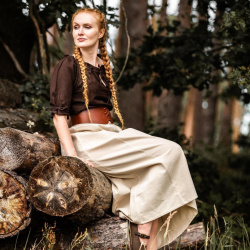 Mittelalter Kurzarmbluse „Vera“ – dunkelbraun, Baumwolle - Bild 4