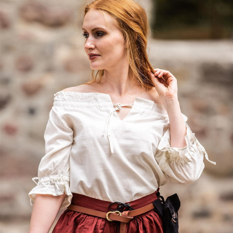 Mittelalter Kurzarmbluse „Vera“ – natur, Baumwolle - Bild 1