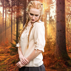 Mittelalter Kurzarmbluse „Vera“ – hanf, Baumwolle - Bild 2