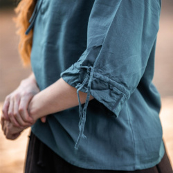 Mittelalter Kurzarmbluse „Vera“ – blau, Baumwolle - Bild 3