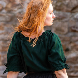 Mittelalter Kurzarmbluse „Vera“ – grün, Baumwolle - Bild 2