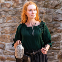 Mittelalter Kurzarmbluse „Vera“ – grün, Baumwolle - Bild 3