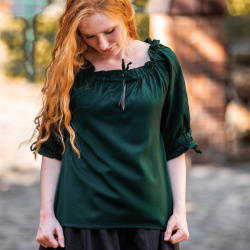 Mittelalter Kurzarmbluse „Vera“ – grün, Baumwolle - Bild 5