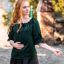 Mittelalter Kurzarmbluse „Vera“ – grün, Baumwolle - Bild 6