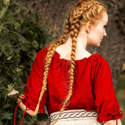 Mittelalter Kurzarmbluse „Vera“ – rot, Baumwolle - Bild 2