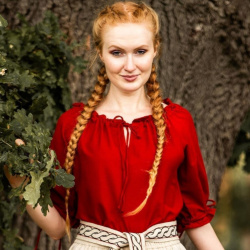 Mittelalter Kurzarmbluse „Vera“ – rot, Baumwolle - Bild 8