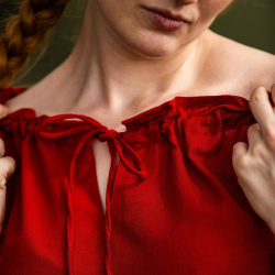 Mittelalter Kurzarmbluse „Vera“ – rot, Baumwolle - Bild 6