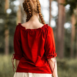 Mittelalter Kurzarmbluse „Vera“ – rot, Baumwolle - Bild 7
