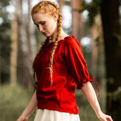 Mittelalter Kurzarmbluse „Vera“ – rot, Baumwolle - Bild 9