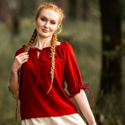 Mittelalter Kurzarmbluse „Vera“ – rot, Baumwolle - Bild 1