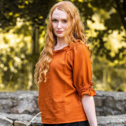 Mittelalter Kurzarmbluse „Vera“ – rost, Baumwolle - Bild 4