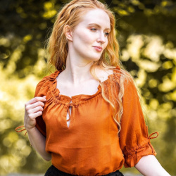 Mittelalter Kurzarmbluse „Vera“ – rost, Baumwolle - Bild 5