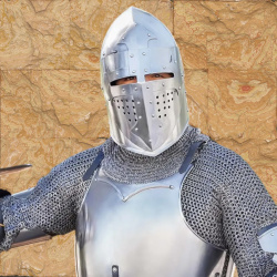 Visierhelm (Beckenhaube) aus dem 14. Jahrhundert – Klappvisierhelm aus 1,6 mm Stahl - Bild 4