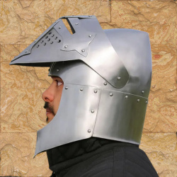 Visierhelm (Beckenhaube) aus dem 14. Jahrhundert – Klappvisierhelm aus 1,6 mm Stahl - Bild 5