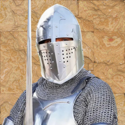 Visierhelm (Beckenhaube) aus dem 14. Jahrhundert – Klappvisierhelm aus 1,6 mm Stahl - Bild 6