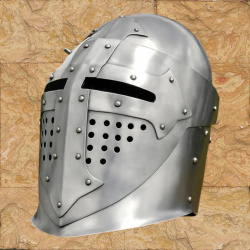 Visierhelm (Beckenhaube) aus dem 14. Jahrhundert – Klappvisierhelm aus 1,6 mm Stahl - Bild 8