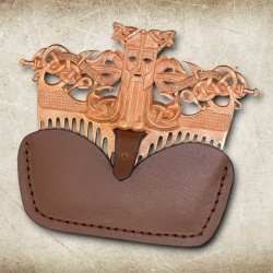 Wikinger Kamm aus Bronze mit Lederscheide – Guss nach Wachsausschmelzverfahren - Bild 2