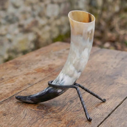 Wikinger Trinkhornständer aus Eisen – handgeschmiedeter, gedrehter Hornhalter - Bild 5