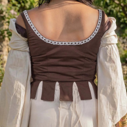 Mittelalter Mieder „Adalyn“ aus Baumwolle – Schnürmieder mit Schößchen, bordeaux - Bild 4