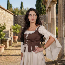 Mittelalter Mieder „Adalyn“ aus Baumwolle – Schnürmieder mit Schößchen, bordeaux - Bild 2