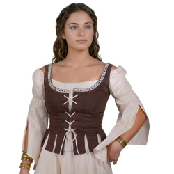 Mittelalter Mieder „Adalyn“ aus Baumwolle – Schnürmieder mit Schößchen, bordeaux - Bild 1