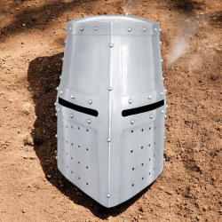 Großer Helm des 13. Jahrhunderts – Topfhelm aus 1,6 mm Stahl mit Lederinlay - Bild 1