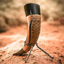 Wikinger Trinkhorn aus Ochsenhorn mit Wabenmuster – ca. 500–600 ml - Bild 4