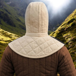 Gepolsterte Mittelalter Kopfhaube mit Kragen – Arming Hood für Rüstung - Bild 4