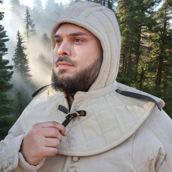 Gepolsterte Mittelalter Kopfhaube mit Kragen – Arming Hood für Rüstung - Bild 2